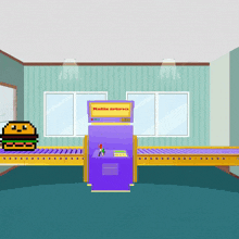 a cartoon illustration of a conveyor belt that says kalite artirici on it