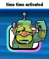 a timo time activated sticker with a cartoon character