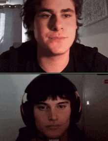 a picture of a man with headphones next to a picture of another man with the word sounie on the bottom