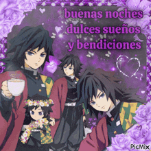 a picture of a man holding a cup of coffee with the words buenas noches dulces sueños y bendiciones