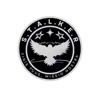 a logo for stalker with a bird and stars