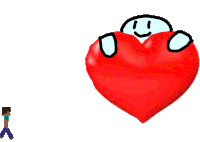 a drawing of a red heart with a face on it