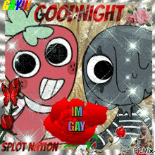 a picture of two cartoon characters says goodnight