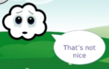 a cartoon of a cloud with a speech bubble that says that 's not nice