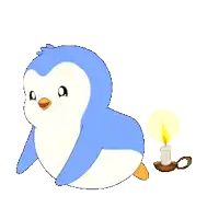 a cartoon penguin with smoke coming out of his butt