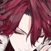 a close up of a man with red hair
