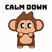 a cartoon of a monkey with the words calm down above it