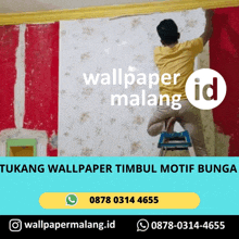 Tukang Wallpaper Timbul Motif Bunga GIF
