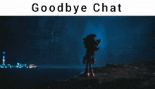 a poster that says goodbye chat with a picture of a rocket in the background