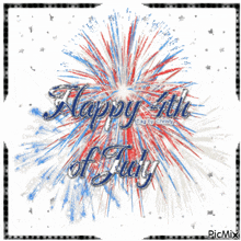 a fireworks display with the words happy 4th of july written on it