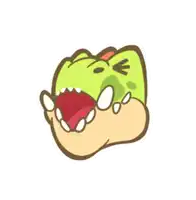 a cartoon drawing of a dinosaur with its mouth wide open