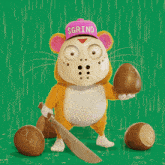 a mouse wearing a pink hat that says grind