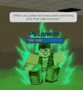 a video game character with the name polonexo 100/100 on it