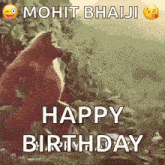 a picture of a dog with the words `` happy birthday '' written on it