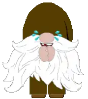 a pixel art drawing of a gnome with a white beard crying