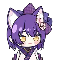 a drawing of a girl with purple hair and a flower in her hair