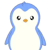 a blue and white penguin with its eyes closed says " thank you "