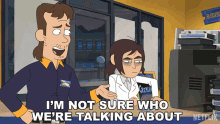 Im Not Sure Who Were Talking About Reagan Ridley GIF - Im Not Sure Who Were Talking About Reagan Ridley Inside Job GIFs