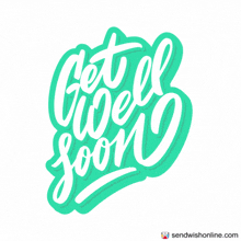 a purple sign that says get well soon on it