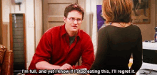 Matthew Perry Cant Stop Eating GIF - Matthew Perry Cant Stop Eating Regret GIFs