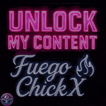 a neon sign that says unlock my content