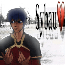 a drawing of a boy with the word sybau written on it