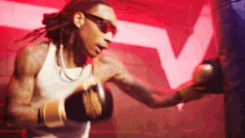 Punching Sandbag Wiz Khalifa GIF - Punching Sandbag Wiz Khalifa Weak Song GIFs