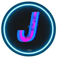 the letter j is surrounded by a blue and purple circle