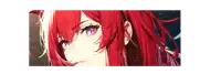 a close up of a red haired anime character with blue eyes