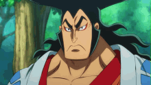 a cartoon character with long black hair and a hat