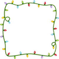 a colorful christmas lights border with a white background