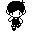 a pixel art of a boy wearing overalls and a hat .