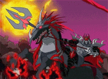 a cartoon character is riding on the back of a dragon