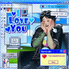 a cartoon of a man saying i love you in a speech bubble