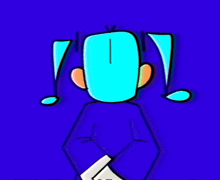 a cartoon drawing of a man in a blue suit with a yellow bow tie