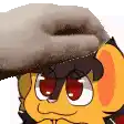 a close up of a cartoon character wearing a hat and a glove .