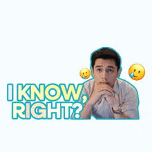 a sticker of a man with the words " i know right "