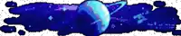 a computer generated image of a galaxy with a blue planet in the middle