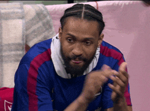 a man with a beard wears a jersey that says jose on it