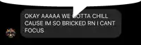 okay aaa we gotta chill cause im so bricked rn i cant focus text message