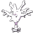 a cartoon drawing of a white coral with a purple swirl on its head .