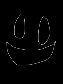 a drawing of a smiley face on a black background .