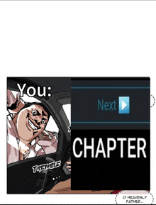 a picture of a man in a car next to a picture of a chapter