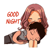 couple goodnight head rub sweet sleep