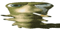 a cartoon character is smoking a cigarette with smoke coming out of its mouth .