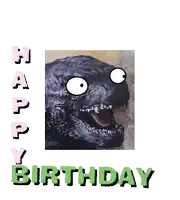 a birthday card with a picture of a monster and the text happy birthday