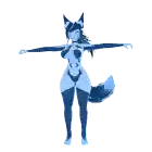 a drawing of a person falling down with a fox tail