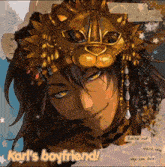 a picture of karl 's boyfriend wearing a mask