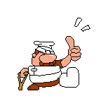 a pixel art of a chef giving a thumbs up sign