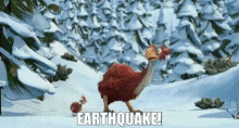 ice age earthquake head in snow ice age dawn of the dinosaur funny